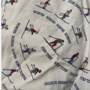 L.L. BEAN Queen size flannel sheet fitted flat ski theme set of two sheets